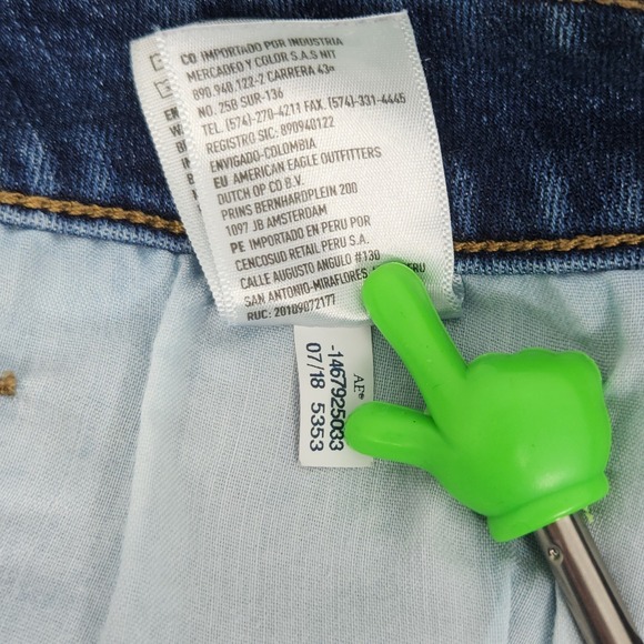 American Eagle Hi-Rise Denim Mini Skirt Dark Wash Stretch Casual Size 8 - Picture 7 of 8